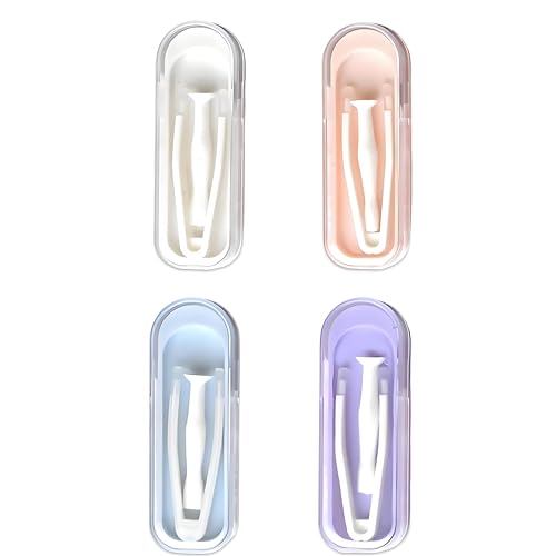 BaraRose カラコン つける器具 コンタクト ピンセット 分解・組み立てツール 装着型デバイス 柔らかい素材 カラーコンタクトレンズ 出張と旅行 持ち運びが簡単 衛生、安全、清潔 （紫 + ピンク + 青 + 白）4点セット（Amazon）