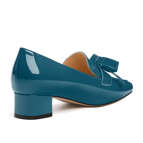 Image of Womens Loafer with Heel, Comfortable Chunky Heels for Women, Loafers Shoes with Bowknot Womens Bunion Dress Shoes
