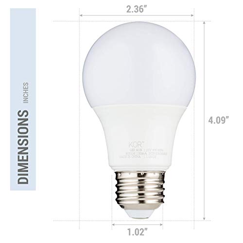 Kor (Pack Of 6) 9W Led A19 Light Bulb – (60W Equivalent), Ul Listed, 4000K (Cool White) 750 Lumens, Non-Dimmable, Led 9-Watt Standard Replacement Bulbs, With E26 Base, 15000 Hours, Long Life #TOP2