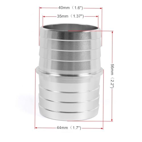 Duangkaka FT-001 Universal 1-1/2 Inch Hose Barb Splice Coupler Fitting Adapter W/ 2 Pcs Stainless Clamps thumb #1