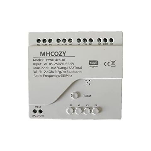 MHCOZY 4 Channel USB 5V AC 85-250V Smart WiFi Wireless Dry Contact Relay Switch Module,Tuya Smart Life app Remote Control,Work with Alexa Google Home Cover