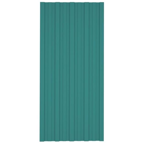 Kavolet 12 fogli trapezoidali da 100 x 45 cm, in lamiera profilata, resistente alle intemperie, ondulata, per tetti e tetti, in acciaio zincato, colore verde