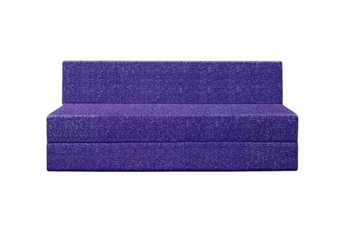 Image of DIVISHA HOMES Foldable 3 Seater Sofa Cum Bed, Sofa Bed 5 X 6 Feet, Jute Fabric- Washable Cover- Including Three Cushion Perfect for Home & Office - Purple Color