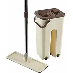 Skrip Flat Mop with Bucket Hands Free Squeeze Magic 360 Degree Automatic Spin Kitchen Wooden Floor Cleaning Mop for Home and Kitchen