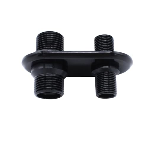 1 pc SHLPDFM Black Polished Firewall Bulkhead 2-Port 1-6(5/8"in-18) 1-10(7/8"in-14) Billet Aluminum Inline Heater AC Bulkhead Connector 181152-100 Compatible with Hot Rod Chevy Ford GM -  SHU00642