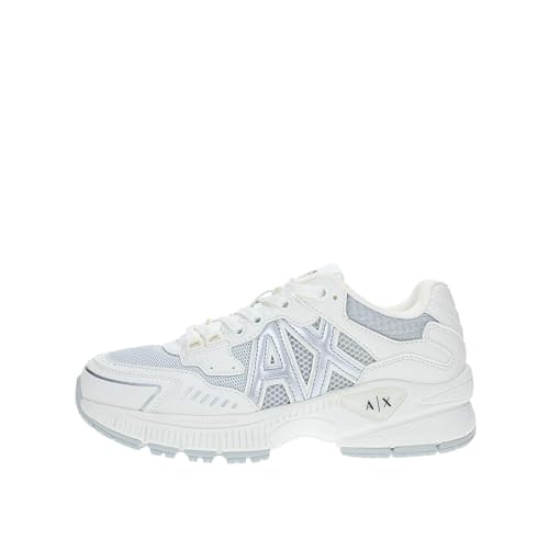 Logo laterale Armani Exchange Speed - Scarpe da ginnastica DONNA, OFF WHITE+SILVER,