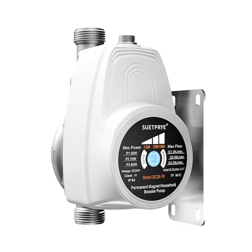 SUETPRYE Smart Water Pressure Booster Pump, 25.6PSI, 9.3GPM, 85W, 50% Energy Saving-Auto Power/Speed Adjust, 115V, NPT 1