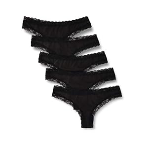 Iris & Lilly Damen String Aus Baumwolle Und Spitze, 5er-Pack