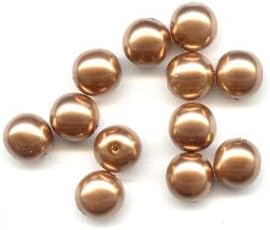 36 pcs Imitation Pearl Glass Beads Round 8 mm, Bronze