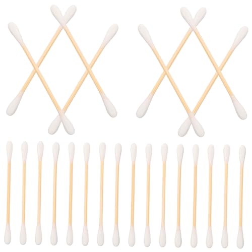 Gogogmee 200個 メイクアップ ツール 綿棒 ベビー 木製 ダブル ヘッド コットン 綿棒