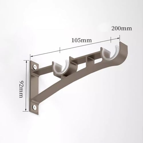 28mm Dark Gray Aluminum Double Curtain Rods with Brackets & Rings - Adjustable Wall-Mounted Drapery Rods for Layered Sheer & Blackout Curtains in Bedroom & Living Room (280cm)