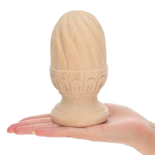 Remate de madera de piña sin terminar HOOTNEE para columnas de barandillas 4