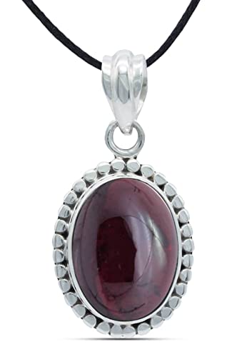 Kette 925 Silber Granat roter Stein Edelstein Kettenanhänger Silberkette Damen Sterling Silber Halskette Anhänger Geschenk (NO.: MAH-123-02) Cover
