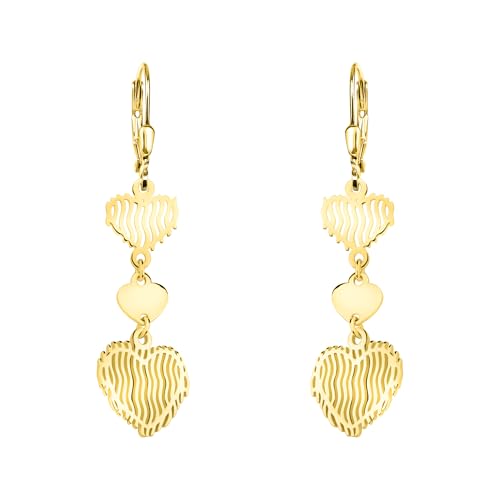 Sofia Milani - Pendientes Para Mujeres En Plata De Ley 925 - Chapados En Oro - Pendiente Colgante De Corazón Triple - E2771 Sofia Milani - Pendientes Para Mujeres En Plata De Ley 925 - Chapados En Oro - Pendiente Colgante De Corazón Triple - E2771