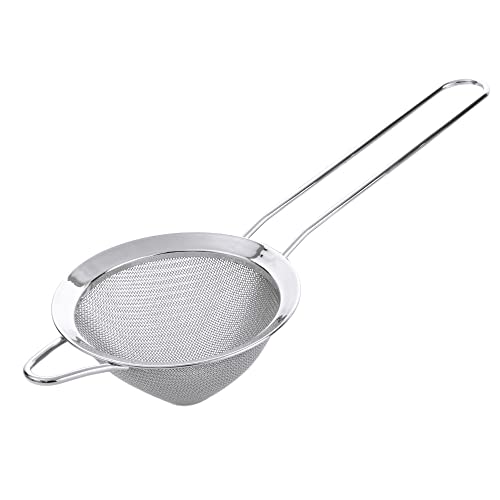 Edelstahl-Feinmaschiger Cocktailfilter, praktischer Ölabschäumer, Multifunktions-Sieb, Barsieb für Cocktail, Kaffee, Saft (Silber)