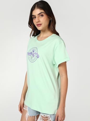 Image of Bewakoof Women's My Badass Graphic Printed 100% Cotton T-Shirt - Boyfriend Fit, Round Neck, Half Sleeve