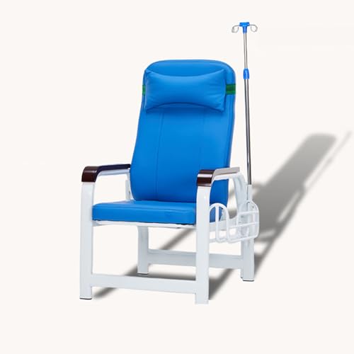 Fotel medyczny z regulowanym leżakiem i drążkiem dożylnym, miękkim wyściełanym siedziskiem i podłokietnikiem dla komfortu w klinikach i domach opieki