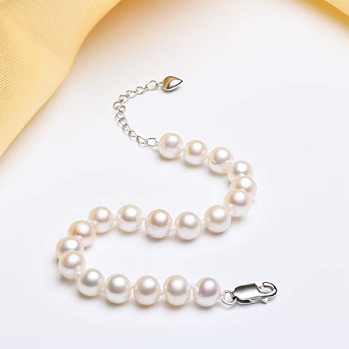 Pearl Bracelets for Women 925 Sterling Silver 6-7mm 7-8mm 8-9mm Round White Freshwater Cultured Pearls Bracelet Gifts for Her4