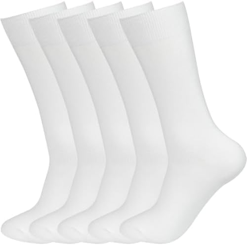 Men's Dress Socks 5 Pairs Mens Cotton Calf Business Formal Socks Soft Breathable Athletic Long Crew Casual Socks