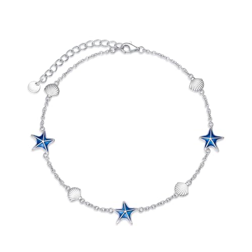 Image of WINNICACA 925 Sterling Silver Anklets for Women Adjustable Beaded Butterfly Opal Anklet Bracelet Foot Chains Jewelry Gifts for Women Beach Birthday Christmas Gift