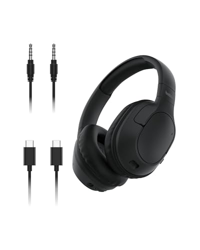Belkin SoundForm Surround Cuffie Wireless Bluetooth over-ear con ENC Cancellazione Rumore, 60 ore di batteria, cuscinetti morbidi per iPhone, Galaxy, iPad, ideali per casa, ufficio o viaggi - Nero