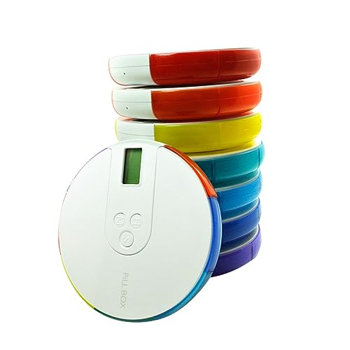 IWOWHERO Organisateur Hebdomadaire 7 Jours De Voyage 7 Compartiments Colorés Avec 4 Alarmes Réglables Minuterie Amovible Pilulier Électronique Portable