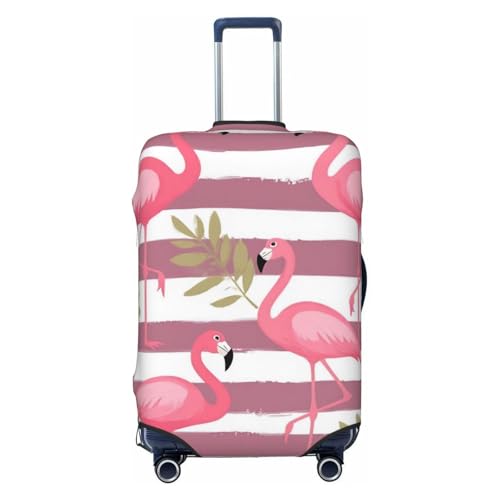 Flamingo Stripe Luggage Cover Elastic Washable Protector Anti-Scratch Travel Suitcase Covers With Concealed Zipper For 18-32 Inch Luggage Large