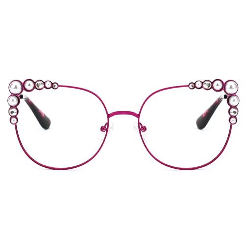 Image of Zeelool Stylish Metal Cat Eye Blue Light Blocking Glasses for Women ZJGM751692-02 Pink, Large