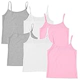 Pink Angel 6-Pack Girls' Undershirts, Tanks & Camisoles with Adjustable Straps, White/Pink/Grey, Siz