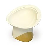 PAW-MOTTO Cat Food Bowl, Raised/Elevated & Anti Whisker & Neck Fatigue Cat Feeder, Cat Plate, Flat-Faced, Persian, Older, Short-Legged Cats, Small Cats, Seto Ware Made in Japan, Traditional Ceramics