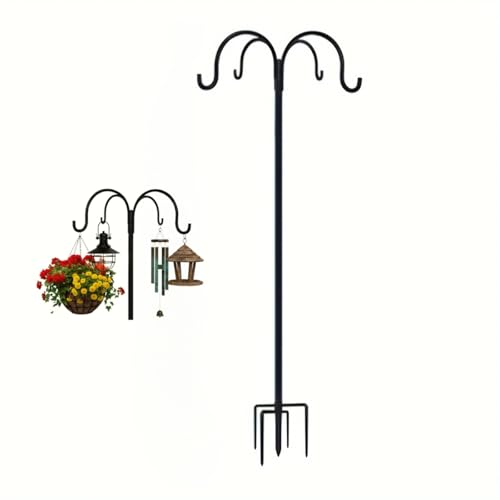 QUZGVEXA Bird Feeder Pole Large Bird Feeders Hanging Station Tall Shepherds Crook Garden Hooks Heavy Duty Metal Hangers for Outdoor Garden Light Decoration Flower Basket Lamp Wind Chimes(185cm)