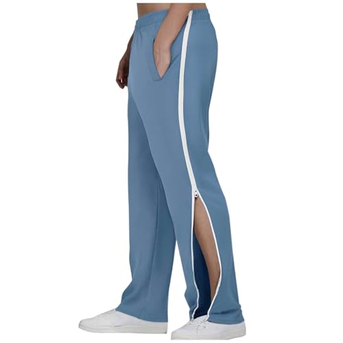 Tear Away Pants for Men Basketball Pant Side Zippers Snap Off Sweatpants Leg Post Surgery Recovery Pant with Pocket