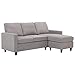 HONBAY Convertible Sectional Sofa Couch for Small Apartment, L Shaped Sofa Couch with Linen Fabric and Reversible Chaise Grey (Gainsboro)