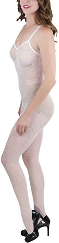 Image of ToBeInStyle Women's Bodystocking Crotchless Peek-A-Boo Fishnet Lace Bodysuit