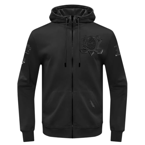 Pro Standard Mens NHL Classic Triple Black Cotton Double Knit Full Zip Hoodie
