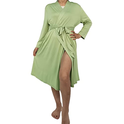 Image of SUFEINI Maternity Robe and Matching Baby Swaddle Blanket Set, Mommy Robe with Receiving Blanket Girls Boys Sleepwear