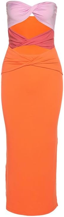 heyheyshine Patchwork Y2K Strapless Dress Party Sleeveless Backless Sexy Hollow Out Dresses Women Summer Beach - Image 5