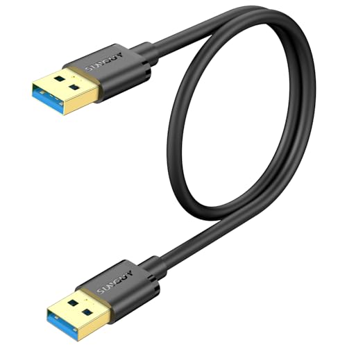 SUNGUY USB to USB Cable 1.5FT Short, USB 3.0 Type A Male to Type A Male Cable Data Transfer up to 5Gbps Compatible with Printers, Modems, Hard Drives, Monitor, Camera, Wacom, DVD, Hub