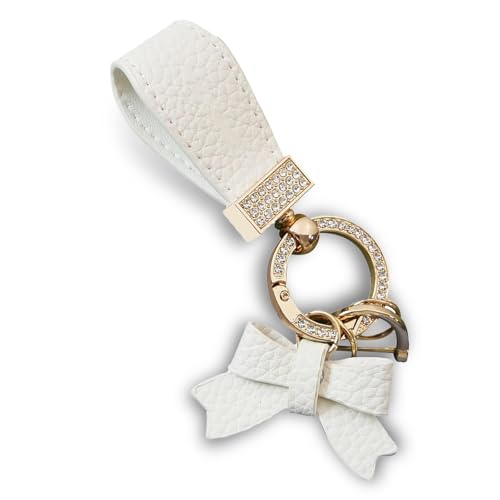 Polcatay Leather Car Bow Keychain, Bling Rhinestone Keychain Decoration, Universal Car Pendant Key...
