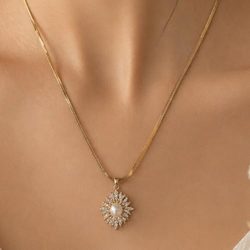 Image of RIDHVEE Anti-Tarnish Gold Plated Pendant Necklace for Women & Girls | Skin Friendly Lightweight Fashion Jewellery | Elegant Minimalist Chain Necklace & Gifting