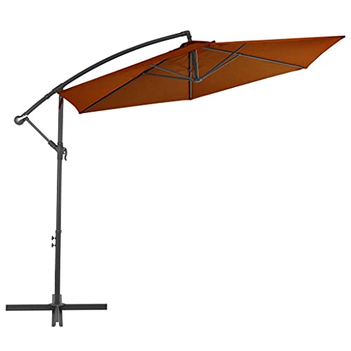 Parasol déporté pour terrasse ombragée lors des repas d'été en famille
