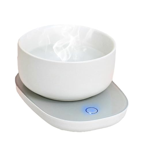 USB ペットヒーターボウル - 18cm 温水皿、サイレントフィーディングプレート、イージークリーンベース |強化された加熱機能電気フードウォーマー犬猫寝室バルコニーリビングルームシェルター屋内使用