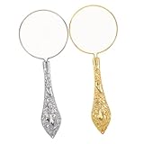 WOONEKY 2 Stück Vintage Handlupe Metallgriff Handgehaltene Schmucklupe Antike Optische Vergrößerung für Lesen Bewertung Präzisionsarbeit Senioren und Sammler