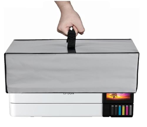 Heavy Duty Waterproof Double Layers Printer Dust Cover for Epson Photo ET-8550 Wireless Wide-Format All-in-One Supertank Printer (Silver Grey)