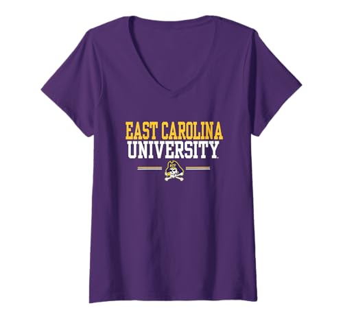 Womens East Carolina Pirates Standard Purple Officially Licensed V-Neck T-Shirt
