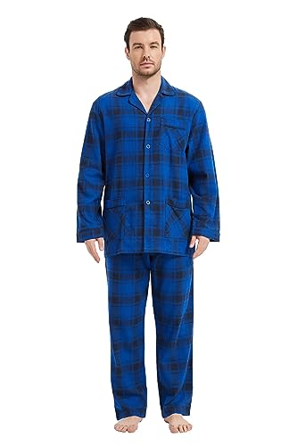 Men's 100% Cotton Flannel Pajama Set Yarn Dyed Cozy Bottom with Pockets Drawstring waistband Winter PJs for Men2