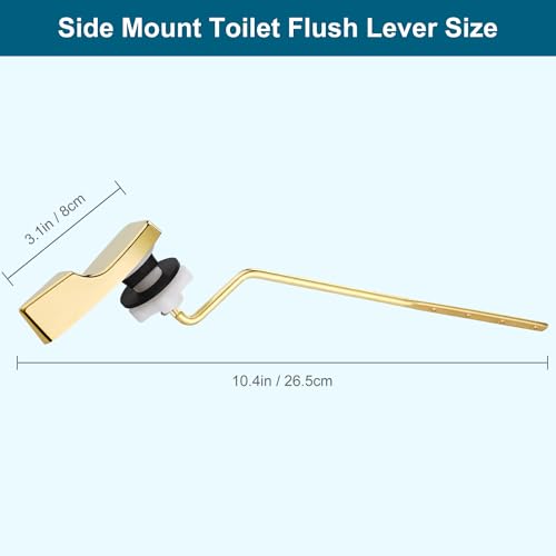 Image of Universal Side Mount Metal Toilet Handle Replacement Kit Compatible with American Standard /Mansfield /Gerber /TOTO /Kohler Toilet, Toilet Tank Flusher Lever with Flapper Chain, Shiny Gold | Compatible with American Standard /Mansfield /Gerber /TOTO /Kohler Toilet, Toilet Tank Flusher Lever with Flapper Chain