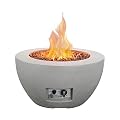 Kante 25 Inch Propane Fire Table, 50,000 BTU Large Concrete Fire Pit Table for Outdoor Garden Patio, Smokeless Gas Fire Pit with Waterproof Cover, Side Handles, Light Gray (A-B01-81904)