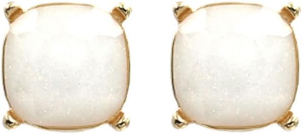 Sparkly Color Glass Post Earrings - Cushion Cut Solid, Square Lever, Round, Semi Precious Glitters Epoxy, For Women