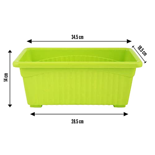 Image of Rectangular Plastic Pots for Plants, Window Flower Pots for Home, Window Display, Garden (Multicolor 14 inch - 3 pc)